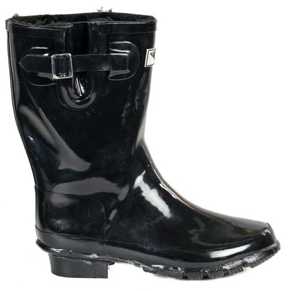 Women Mid Calf Lined Rain Boots, #1502, Black, Size 10 - Picture 2 of 3